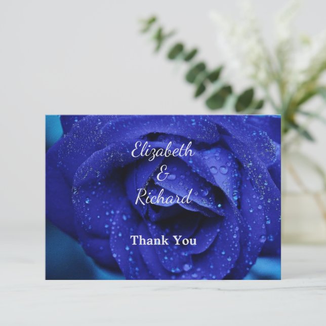Tarjeta De Agradecimiento Elegante caja de Rosa azul (Anverso de pie)