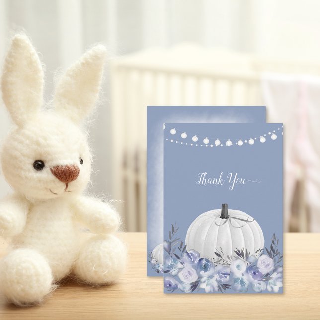 Tarjeta De Agradecimiento Elegante Calabaza Baby Shower Gracias Dusty Blue (Subido por el creador)