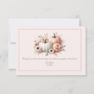 Tarjeta De Agradecimiento Elegante calabaza Rubor rosada de otoño gracias