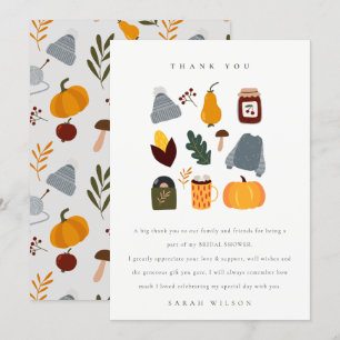 Tarjeta De Agradecimiento Elegante Cálido Acogedor Otoño Boda Esencial