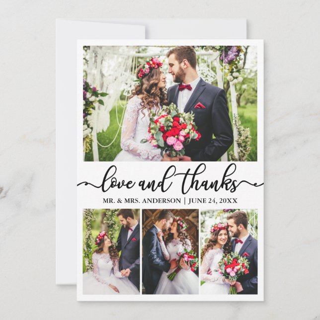 Tarjeta De Agradecimiento Elegante Caligrafía Amor Gracias Boda 4 Foto (Anverso)