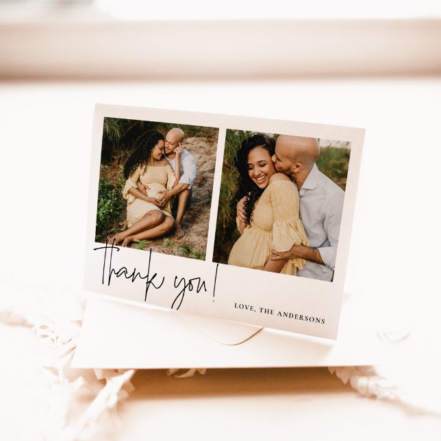 Tarjeta De Agradecimiento Elegante caligrafía Baby Shower (Elegant Calligraphy Baby Shower Thank You Card)