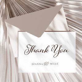 Tarjeta De Agradecimiento Elegante caligrafía Boda de monograma neutro