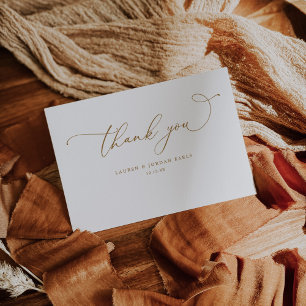 Tarjeta De Agradecimiento Elegante Caligrafía Bodas de Oro