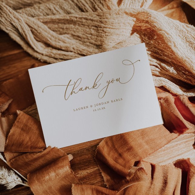 Tarjeta De Agradecimiento Elegante Caligrafía Bodas de Oro (Subido por el creador)