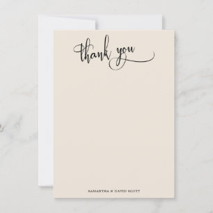 Tarjeta De Agradecimiento Elegante caligrafía Crema Simple Gracias