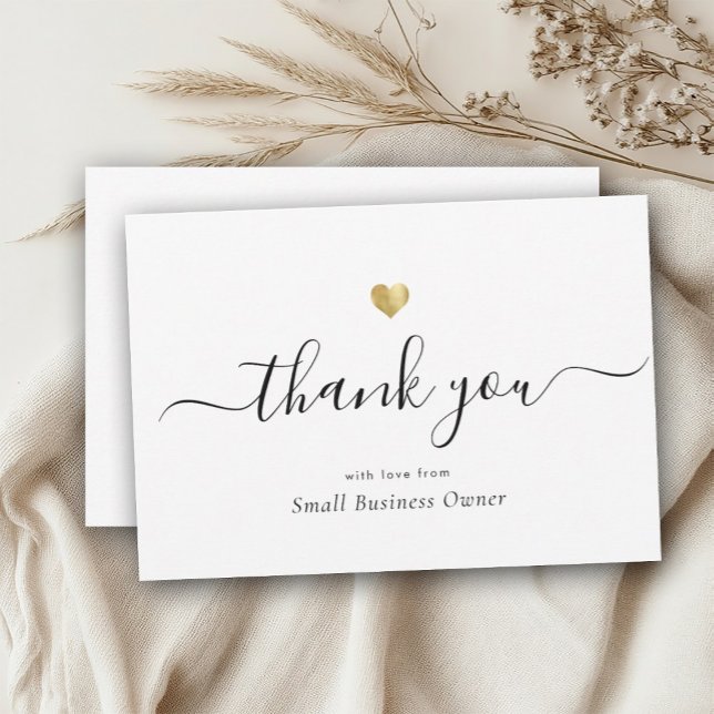 Tarjeta De Agradecimiento Elegante caligrafía de escritura moderna Gold Busi (Subido por el creador)