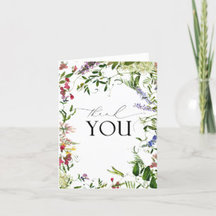 Tarjeta De Agradecimiento Elegante caligrafía de flores silvestres de verano