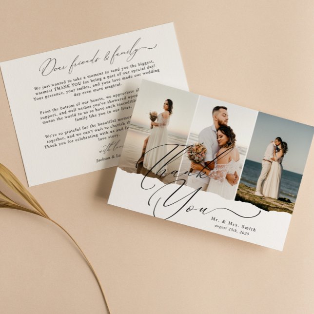 Tarjeta De Agradecimiento Elegante caligrafía de guión 3 Boda de Collage de  (Subido por el creador)