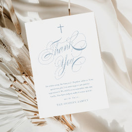 Tarjeta De Agradecimiento Elegante Caligrafía de Letra Script Dusty Blue Bau