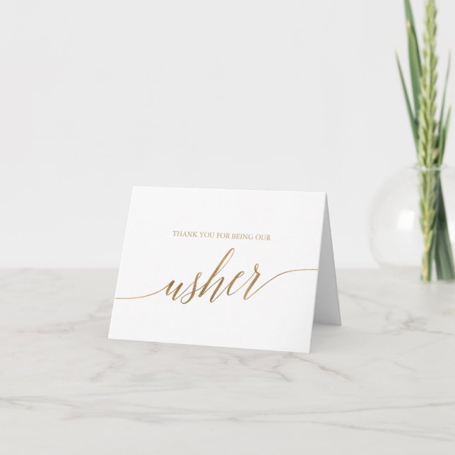 Tarjeta De Agradecimiento Elegante caligrafía de oro Usher (Anverso)