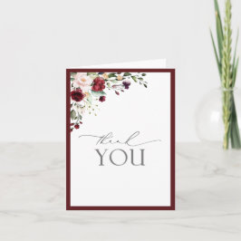 Tarjeta De Agradecimiento Elegante caligrafía de Rubor en Borgoña Gracias