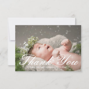 Tarjeta De Agradecimiento elegante caligrafía elegante fotografía de un niño