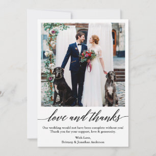 Tarjeta De Agradecimiento Elegante caligrafía escritura amor gracias Boda