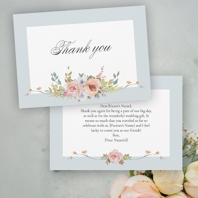 Tarjeta De Agradecimiento Elegante caligrafía floral del Pastel Boho (Subido por el creador)