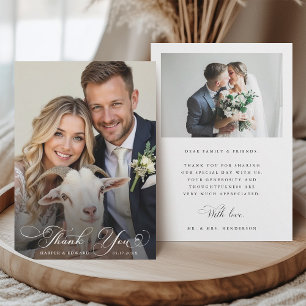 Tarjeta De Agradecimiento Elegante Caligrafía Giratoria Boda 2 Foto