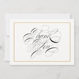 Tarjeta De Agradecimiento Elegante Caligrafía Gold Gracias