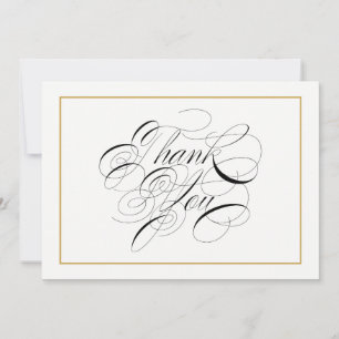 Tarjeta De Agradecimiento Elegante Caligrafía Gold Gracias