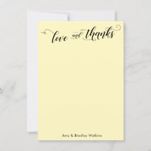 Tarjeta De Agradecimiento Elegante caligrafía gracias amarillo pálido