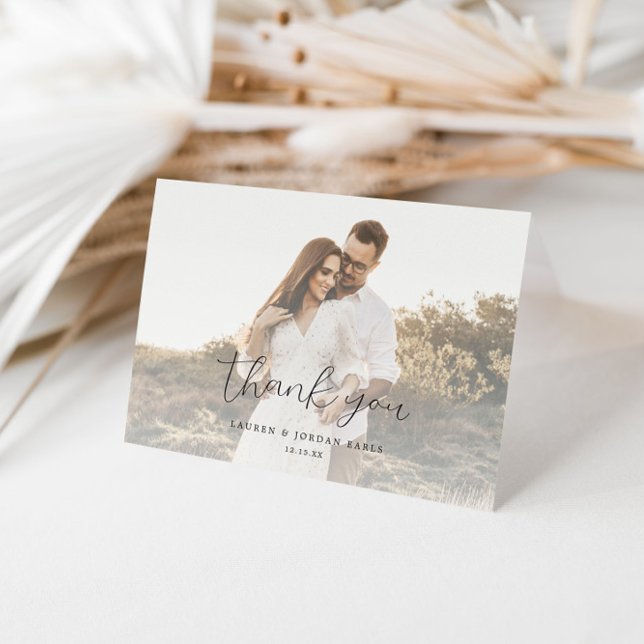 Tarjeta De Agradecimiento Elegante caligrafía guión Boda foto gracias (Subido por el creador)