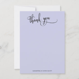 Tarjeta De Agradecimiento Elegante Caligrafía Lavanda Simple Gracias