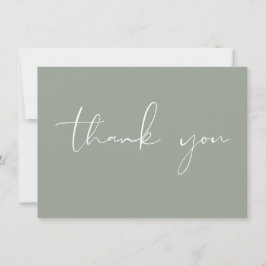 Tarjeta De Agradecimiento Elegante Caligrafía Moderna en Verde Salvia