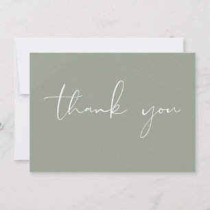Tarjeta De Agradecimiento Elegante Caligrafía Moderna en Verde Salvia