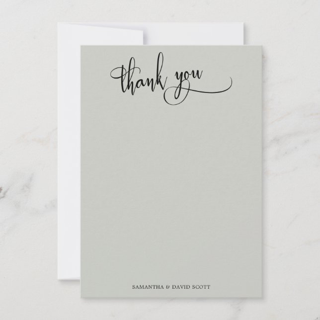 Tarjeta De Agradecimiento Elegante caligrafía Sage Green Gracias (Anverso)