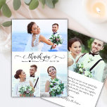 Tarjeta De Agradecimiento Elegante caligrafía Script 3 Boda de Collage de fo<br><div class="desc">Moderna Y Elegante Tarjeta De Agradecimiento De Boda De 3 Collages de fotos. Elegante plantilla de tarjeta de agradecimiento boda con tres (3) fotos en la parte delantera y una (1) foto en la parte posterior. Con el texto "gracias" en una caligrafía con letras redondeadas a mano o tipografía con...</div>