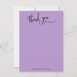 Tarjeta De Agradecimiento Elegante caligrafía simple púrpura gracias