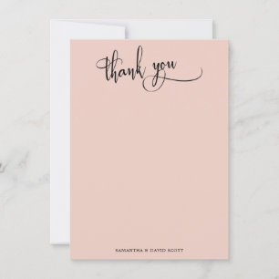 Tarjeta De Agradecimiento Elegante caligrafía Simple Rubor Pink Gracias