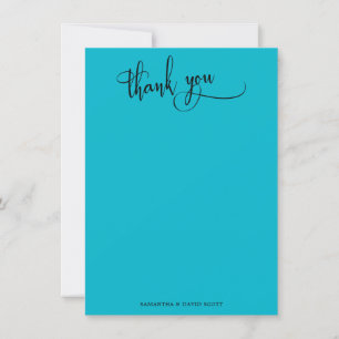 Tarjeta De Agradecimiento Elegante caligrafía Simple Scuba Blue Gracias