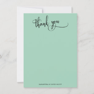 Tarjeta De Agradecimiento Elegante Caligrafía Simple Verde Claro Gracias