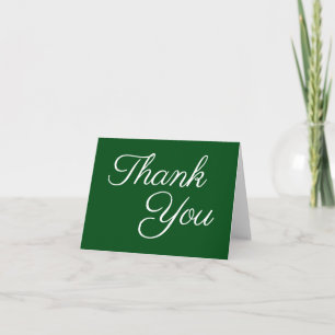 Tarjeta De Agradecimiento Elegante Caligrafía Verde Esmeralda y Blanco