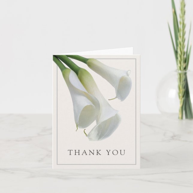 Tarjeta De Agradecimiento Elegante Calla Blanca Lilies Gracias (Anverso)