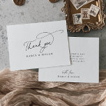 Tarjeta De Agradecimiento Elegante Carácter plano Boda simple Gracias Cartas<br><div class="desc">Estas elegantes tarjetas de agradecimiento boda llano y llano son perfectas para un boda mínimo. El moderno diseño minimalista presenta una caligrafía romántica blanca y negra intemporal con un estilo bohemio de cuento de hadas. Personalice la parte posterior de sus notas de agradecimiento con sus nombres y un mensaje de...</div>