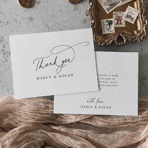 Tarjeta De Agradecimiento Elegante Carácter plano Boda simple Gracias Cartas