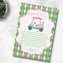 Tarjeta De Agradecimiento Elegante carrito de golf listo para Baby Shower