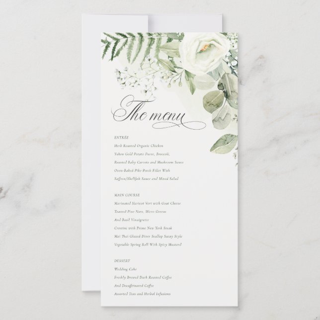 Tarjeta De Agradecimiento Elegante carta de Boda floral de vegetación blanca (Anverso)