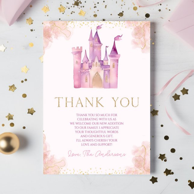 Tarjeta De Agradecimiento Elegante Castillo Princesa Real Baby Shower (Subido por el creador)