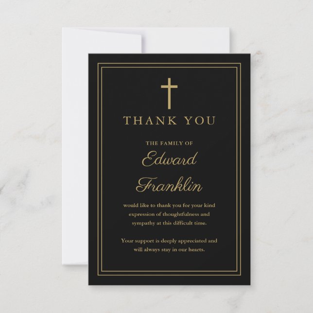 Tarjeta De Agradecimiento Elegante Celebración Cristiana de Funeral de Vida (Anverso)