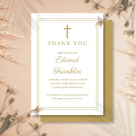 Tarjeta De Agradecimiento Elegante Celebración Cristiana Oro Del Funeral De 