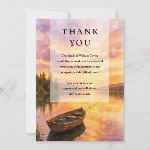 Tarjeta De Agradecimiento Elegante Celebración de la Vida Funeral Lago del P