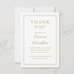Tarjeta De Agradecimiento Elegante Celebración De Oro Del Funeral De La Vida