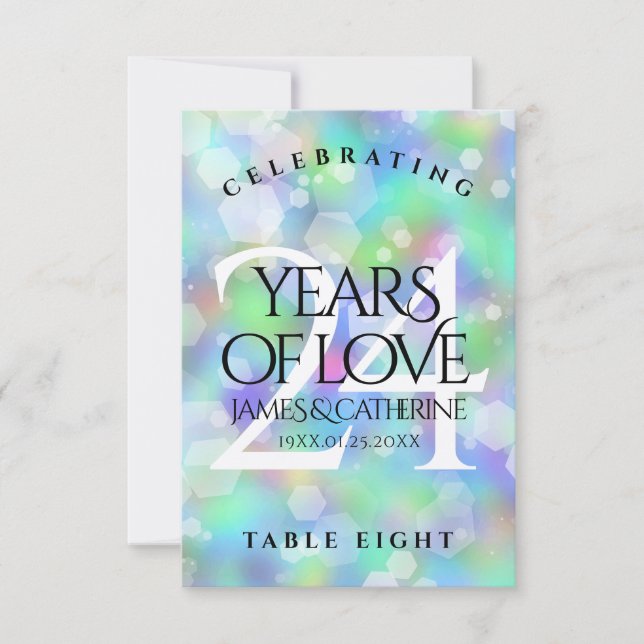 Tarjeta De Agradecimiento Elegante celebración del 24° Aniversario del Boda  (Anverso)