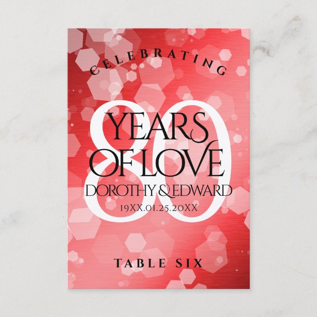 Tarjeta De Agradecimiento Elegante celebración del 80° Aniversario del Boda  (Anverso)