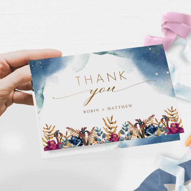 Tarjeta De Agradecimiento Elegante Celestial, Mystic Garden Wedding plegado (Subido por el creador)