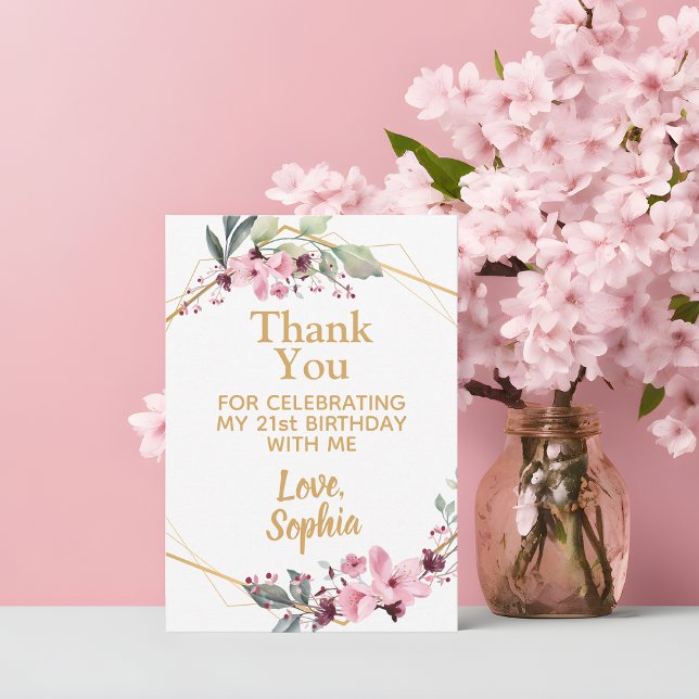 Tarjeta De Agradecimiento Elegante Cerezo Blossom Cumpleaños Gracias Cartas (A Blossoming Thank You! 🌸💖)