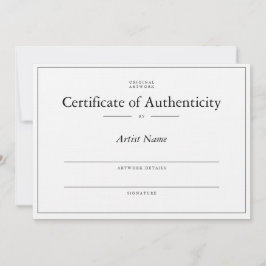 Tarjeta De Agradecimiento Elegante certificado de autenticidad para arte