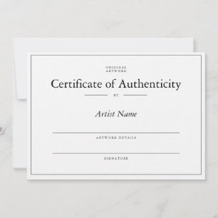 Tarjeta De Agradecimiento Elegante certificado de autenticidad para arte